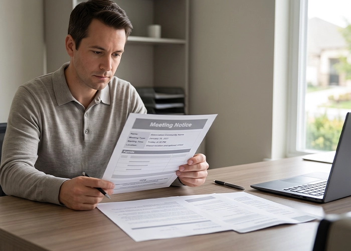 HOA meeting notice requirements